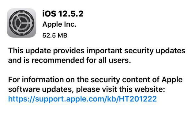 濮阳苹果手机维修分享iOS12.5.2发布，建议所有老苹果用户安装 